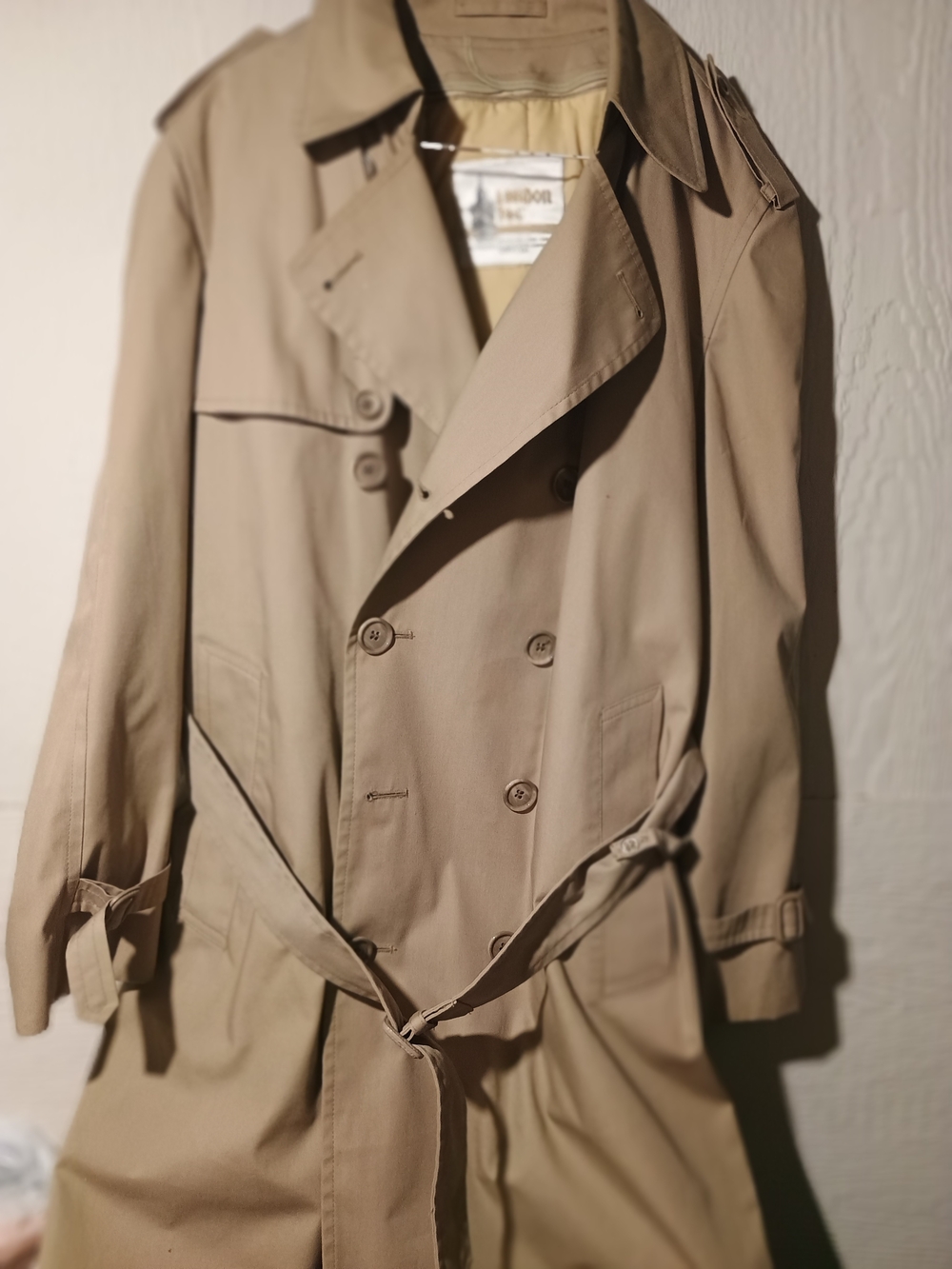 London Fog Double-Breasted Trench Coat in Beige